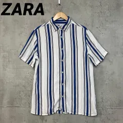 ZARA ザラ 半袖シャツ ストライプ　ホワイト×ブルー サイズS　★ ■◇