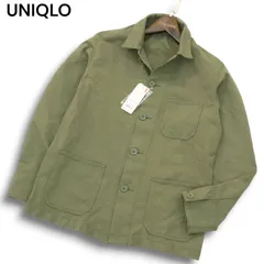 【新品 未使用】 UNIQLO ユニクロ 通年 ウォッシュ ジャージー★ ミリタリー ワーク ジャケット Sz.S メンズ 緑カーキのサムネイル
