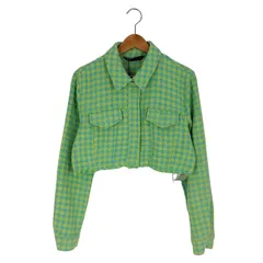 ザラ ZARA 千鳥格子 裾カットオフ クロップド シャツジャケット レディース import：L 
