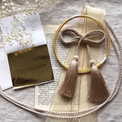 水引・タッセル・紐・リボン・金箔シート 　5点セット　卒業式　ラステックゴールド