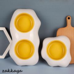 滑り止め スタンド 餌皿 猫用 シングル ポーチドエッグ型 分離デザイン 可愛い ペット食器 猫用食器 ダブル フードボウル ペット食器台#