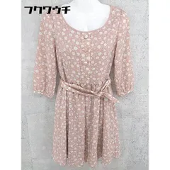 ◇ ◎ Feroux フェルゥ ウエストベルト付 花柄 七分袖 ミニ ワンピース ピンク マルチ レディース 【中古】 【1002801634261】のサムネイル