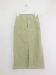 ◇ GLOBAL WORK コーデュロイ フロントスリット ロング タイト スカート サイズS グリーン系 レディース P  【1302210010367】