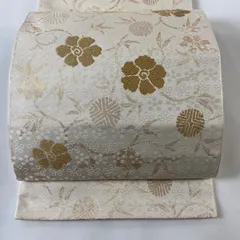 ★着物10★ 1円 逸品!! 絹 開き名古屋帯 笹蔓文 名物裂 六通柄 九寸帯 長さ384cm [同梱可] ☆☆☆☆☆ 西陣鈴木 袋帯 吉祥笹蔓文 袋帯 送料無料 日本製