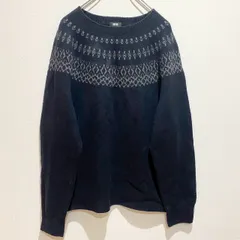 UNIQLO ユニクロ　ユニセックス　トップス　ニット　セーター　3Dスフレヤーン クルーネックセーター　長袖　ノルディック風柄　ネイビー　Lサイズ　休日スタイル　シンプル　カジュアル　SU388h818