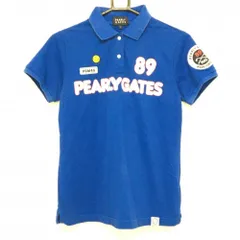 パーリーゲイツ 半袖ポロシャツ ブルー×白 ニコちゃん スマイル  レディース 1(M) ゴルフウェア PEARLY GATES