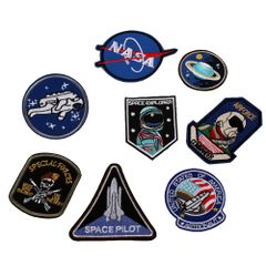 【迅速発送】ワッペンNASA宇宙飛行士人工衛星宇宙船アップリケアパレル服刺繍手作り手芸 XUNHUI 8枚