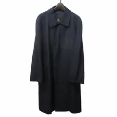 ランバン LANVIN ヴィンテージ ステンカラーコート ジャケット 比翼ボタン ウインドウペン ウール 紺 ネイビー R46-44 ■GY06 0717のサムネイル