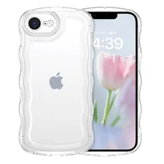 VENINGO iPhone 16e ケース クリア ウェーブ おしゃれ TPU+PC 韓国 かわいい 可愛い スマホケース 人気 シンプル 滑り止め 薄型 軽量 耐衝撃 指紋防止 レンズ保護 ストラップホール付き シリコン TPU バンパー いPhone 0