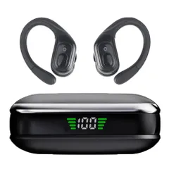 ☆ ブラック ☆ フルワイヤレスイヤホン　スポーツに最適な耳掛け式　ボタン操作 ワイヤレスイヤホン ノイズキャンセリング ワイヤレス イヤホン イヤホンマイク ヘッドセット bluetoothイヤホン ワイヤレスイヤフォン ブルートゥース 通話 耳かけ