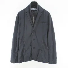 アルマーニ ジーンズ ARMANI JEANS ジャケット M 紺系 ネイビー ジップアップ ライナー ポケット 綿 コットン 裏地 無地のサムネイル
