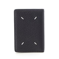 メゾンマルジェラ レザー ステッチ 二つ折り カードケース S55U0203  ブラック【中古】