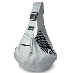 NATUYA ペットスリング ペット バッグ 小型犬 猫用 キャリーバッグ バックル ペット スリング 抱っこ紐 ペットバッグ ショルダーバッグ 通気性 安全ロープ付き ギフト ソフトキャリーバッグ (グレー, 調節可能) 1