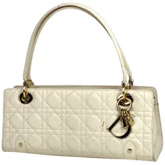 クリスチャンディオール Christian Dior カナージュ ハンドバッグ レザー アイボリー レディース 【中古】