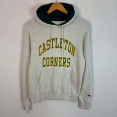 Champion チャンピオン パーカー カレッジロゴ グレー×グリーン Mサイズ メンズ 古着 ストリート アメカジ