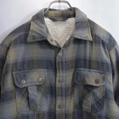 90〜00s OUTPOST MAKERS オンブレチェック ボアシャツジャケット ヴィンテージ ネルチェック フランネル グレー ビンテージ USA アメリカ古着 メンズLサイズ