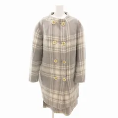 49アベニュー ジュンコシマダ 49AV. junko shimada セットアップ コート ひざ丈スカート チェック ダブルボタン ウール モヘヤ混 38 M グレー /HO● 0103