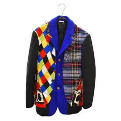 COMME des GARCONS HOMME PLUS (コムデギャルソンオムプリュス) 20AW Colour resistance 柄切替チェスターコート　ウール3Bジャケット　ブルゾン　ブルー/ブラック　PF-J005 カラーレジスタンスのサムネイル