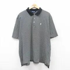 XL/古着 ラルフローレン ポロゴルフ 半袖 ブランド ポロ シャツ メンズ 90s ワンポイントロゴ 大きいサイズ コットン 黒他 ブラック ボーダ