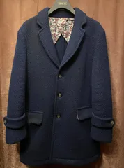 ▲訳あり商品▲ MADE IN ITALY製 G-Stage ニットチェスターコート ネイビー 48サイズ