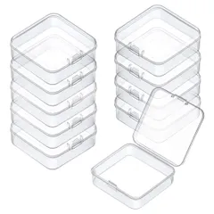 小物 正方形 プラスチックケース パーツ アクセサリーケース ミニケース ビーズ 収納ケース 小物入れ 収納 プラスチック製 透明 薬ケース 5.4*5.4*2cm 10個セット 蓋付き 小分けケースのサムネイル