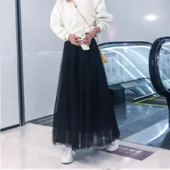 ☆ ブラック ☆ 88CM ☆ チュールスカート ロング レディース 春夏秋 おしゃれ tlsk020 チュール スカート ロング チュールスカート ロングスカート ボトムス マキシスカート きれいめ おしゃれ かわいい プリーツ ふんわり 柔らかい
