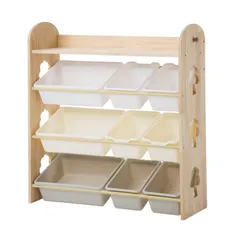 【人気商品】おもちゃ収納ラック 4段 天然木製 知育家具 子ども用家具 ナチュラル 幅88cm 天のサムネイル