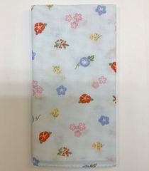 ダブルガーゼ手ぬぐい 和晒し手ぬぐい おまとめ買いがお得 【四季の花 ブルー】汗取り 薄い ご旅行にも 出産祝い 沐浴 海外土産 新品未使用品 日本製