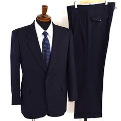 5XG077】ノーブランド 2つボタン シングルスーツ S A3 ダークネイビー ヘリンボーン 極 定番 人気 通勤 営業 夏物 春夏 薄手 【中古】【メンズビジネス】202507