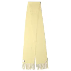 美品 Acne アクネ ロゴ パッチ ウール ニット フリンジ マフラー 27Z176 ストール スカーフ ペールイエロー 280×25cm イタリア製 ブランド シンプル 無地 フォーマル カジュアルのサムネイル