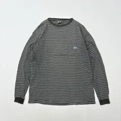 90s 希少 Vintage STUSSY ヴィンテージ ステューシー 白タグ ロゴ 刺繍 ボーダー ロンT ロングスリーブ Tシャツ サイズ M 710-0025