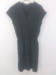 ◇ OPAQUE.CLIP オペーク ドット クリップ Vネック フレンチスリーブ 膝丈 ワンピース サイズ38/M ブラック レディース E  【1304260006321】