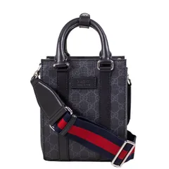 【GUCCI 】グッチ GGスプリーム 2WAY ミニトート 696010 トートバッグ ハンドバッグ ショルダーバッグ ブラック グレー シルバー金具 【中古】 USED-SA 【9304】