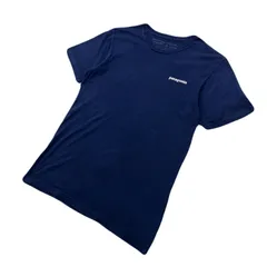 patagonia Tシャツ メンズ S ネイビー 【 オーガニックコットン 】 紺 バックプリント 半袖 コットン100％ スリムフィット パタゴニア ●CE383