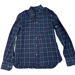 AT301 TOMMY HILFIGER トミーヒルフィガー シャツ 長袖 チェック ネイビー ダウンボタン カジュアル メンズ XS