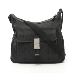 グッチ GUCCI ショルダーバッグ GGキャンバス 131211 ブラック キャンバス レザー ショルダーバッグ レディース Used B