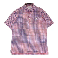 サイズ：L ADIDAS GOLF アディダスゴルフ N59704 半袖ポロシャツ ボタンダウン チェック柄 レッド系 [240101496879] ゴルフウェア メンズ ストスト