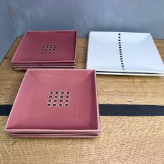 ミヤザキ食器 スクエアプレート 2種10枚セット 16.5cm 20cm 角皿 四角プレート 業務用 食器 中古 飲食店 カフェ
