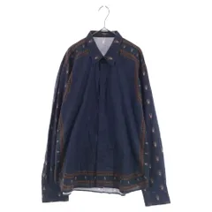 GIVENCHY (ジバンシィ) リカルド期 ロットワイラー ケルベロス 総柄シャツ 長袖コットンシャツ ネイビーのサムネイル