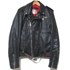 ルイスレザー✖️コムデギャルソン　40 ブラック ルイスレザーズのコム デ ギャルソン 青山限定レザージャケット、大胆
