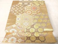 平和屋着物◎六通柄袋帯　唐織　吉祥花文　金糸　正絹　逸品　AAAS9732yx