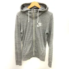 ナイキ NIKE パーカー ジップアップ ワンポイント ロゴ プリント コットン グレー M ■WYのサムネイル