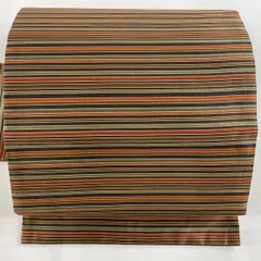 名古屋帯 美品 優品 縞 朱色 正絹 【中古】