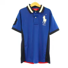 ポロ ラルフローレン POLO RALPH LAUREN PERFORMANCE 322835453004 ジュニア ビッグポニー ポロシャツ カットソー 半袖 刺繍 8 140cm 青 ブルー 赤 レッド /KU ■MA
