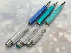 ZKN3-003 オリジナルハンドメイド用 ジュエルトップ ハーバリウムボールペン 3本セット ブルー系のサムネイル