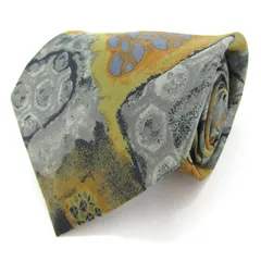 レノマ ブランド ネクタイ 格子柄 ドット 幾何学模様 シルク イタリア製 PO  メンズ グレー renoma 【中古】