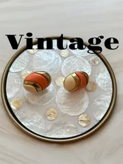 Vintageレトロゴールドオレンジ楕円形ピアス