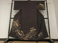 平和屋着物●訪問着　駒刺繍　束ね熨斗花松文　金彩　正絹　逸品　AAAX0728zg