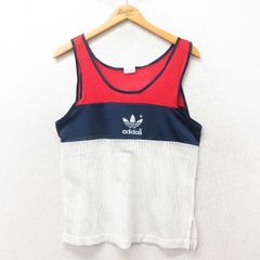 M/古着 アディダス adidas ビンテージ タンクトップ メンズ 80s ワンポイントロゴ メッシュ地 マルチカラー 白他 ホワイト 25jun06 中古