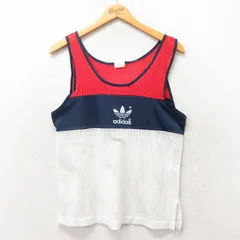 M/古着 アディダス adidas ビンテージ タンクトップ メンズ 80s ワンポイントロゴ メッシュ地 マルチカラー 白他 ホワイト 25jun06 中古